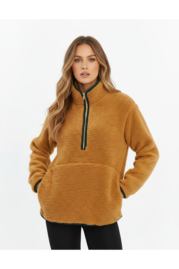 Peluş Örme Sweatshirt - 1