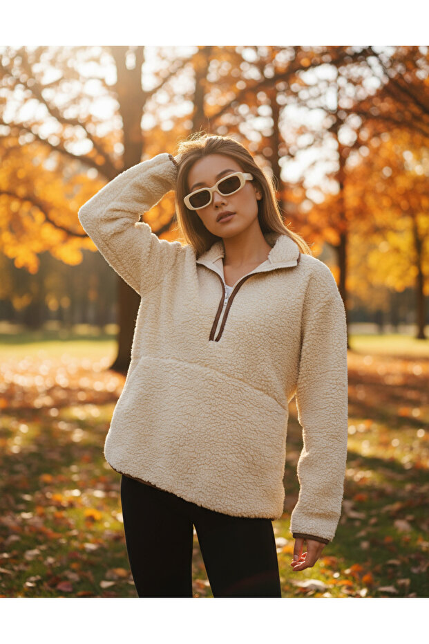 Peluş Örme Sweatshirt - 2