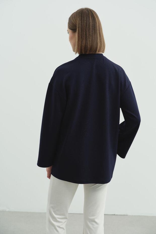 Oversize Basic Sweatshirt 980 Lacivert - 4