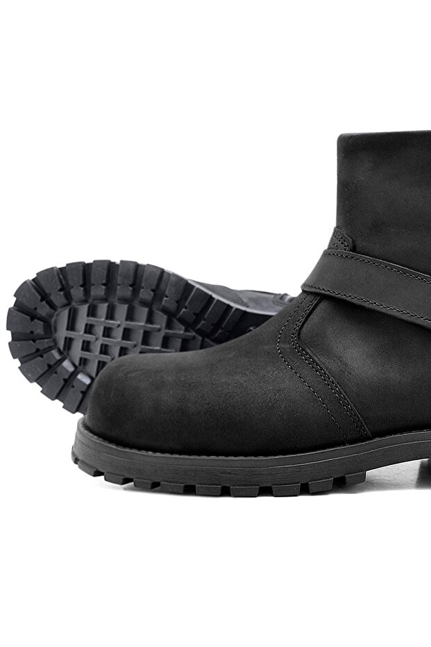 Chiron Hakiki Deri Siyah Fermuarlı Bot - 7