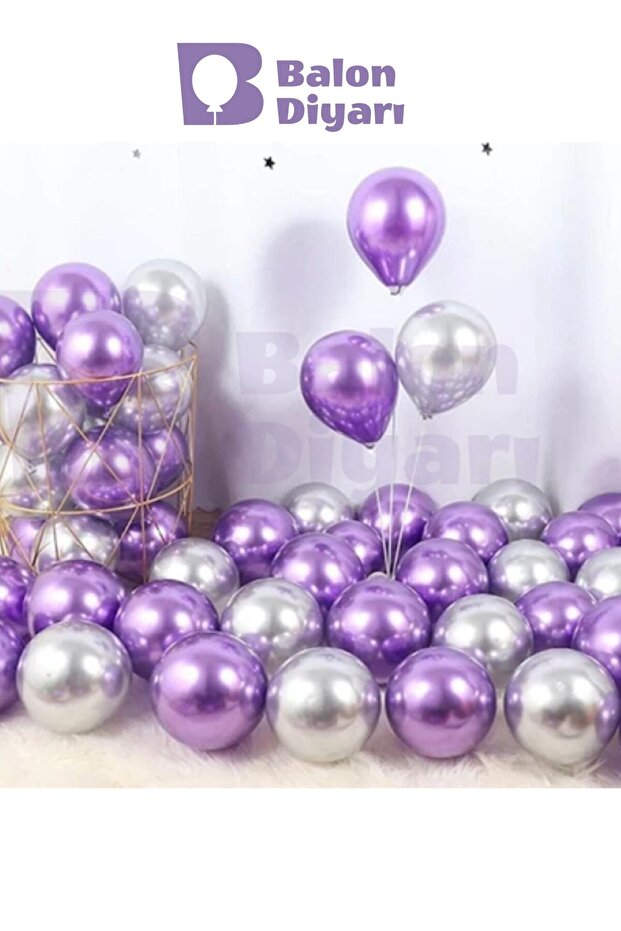 💜 Purple, Lilac and Silver Metallic Balloon Set – Luxurious and Shiny Elegance! 🎈
