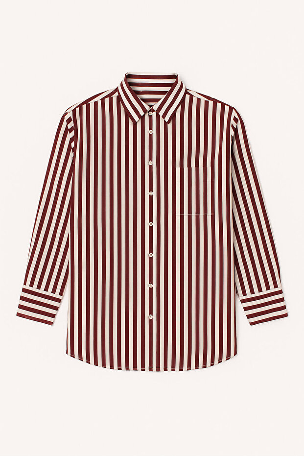 KALIN ÇİZGİLİ OVERSIZE GÖMLEK - 4