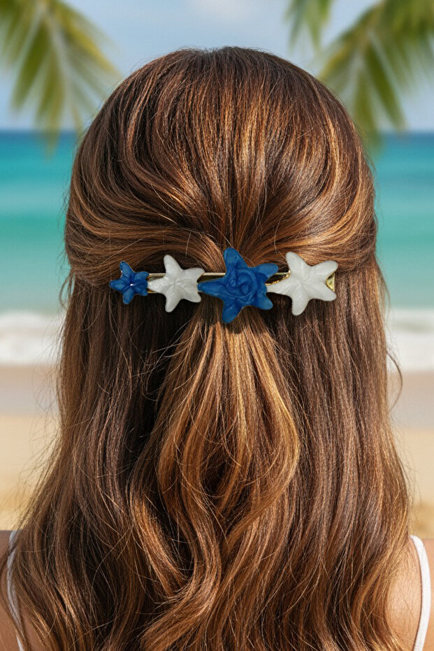 طقم إبزيم صدف أزرق مقاس 6 سم مكون من 4 قطع - 4