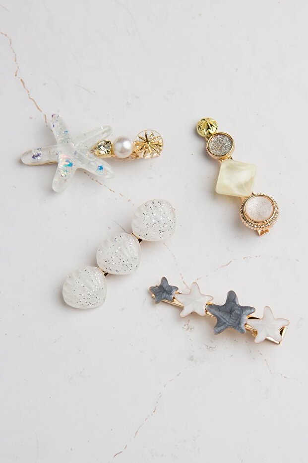 مجموعة مشابك متعددة من صدف البحر الأبيض (6 سم) - 6