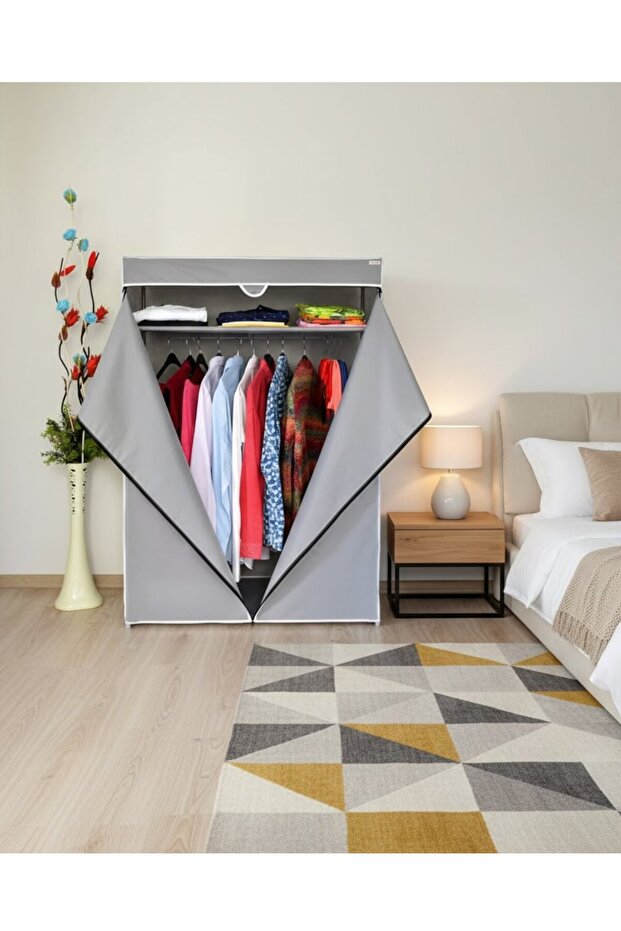 Prado Basic Çelik Profilli Bez Dolap - Gri - 1