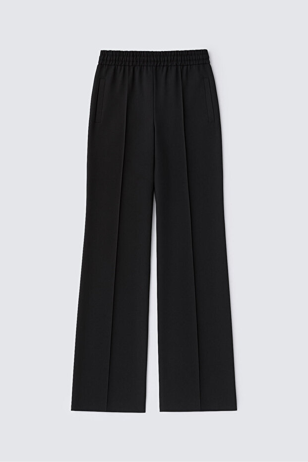 Ribbed Pants with Elastic Waist