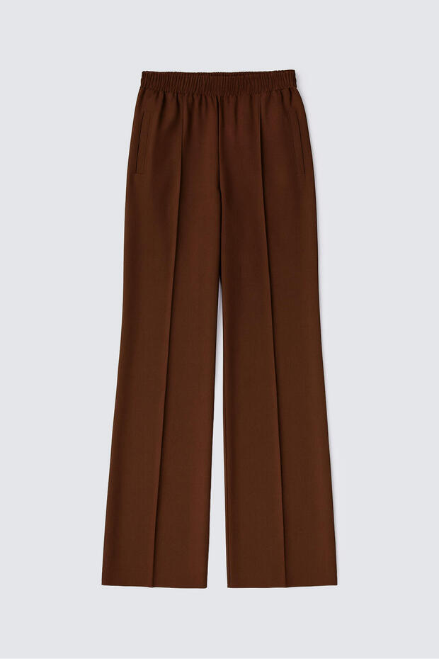 Ribbed Pants with Elastic Waist