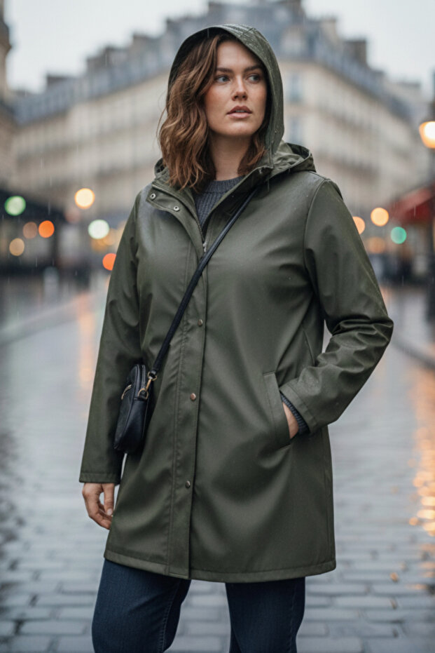 Wide Size Range, Patterned Lining Waterproof Raincoat - 1