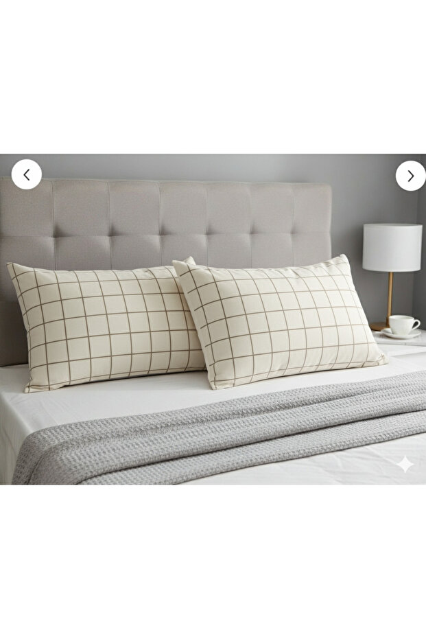Square Cream Pattern Pillow Case 2 Pcs 50X70