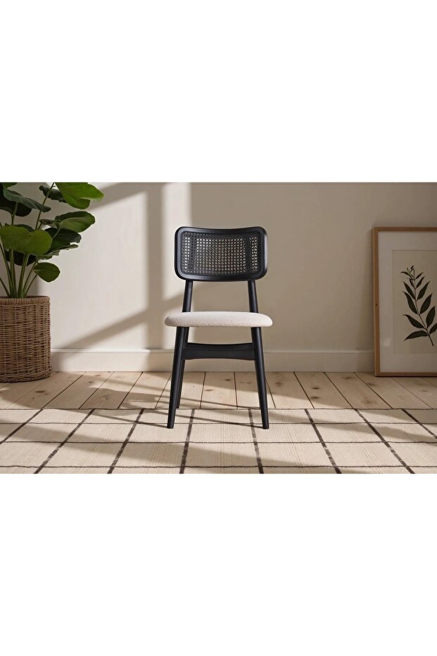 VERA SANDALYE, SİYAH, KREM - 1