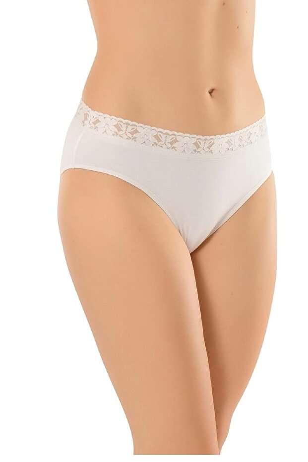 6 Pieces 04 Women's Modal Lace Waist Panties White m