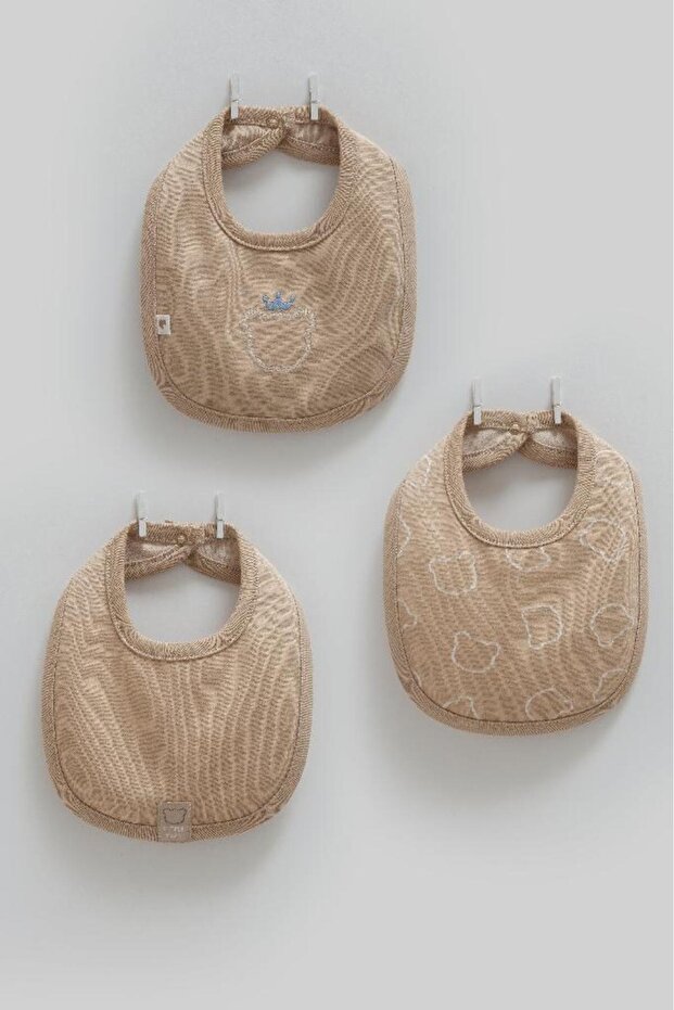 100% Cotton Very Cool 3-Piece Baby Bib Crml.One1874 Brown