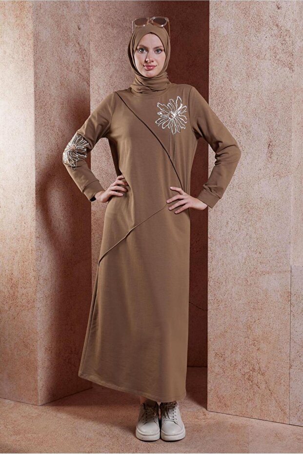 Work-Detailed Track Suit Dress 44708