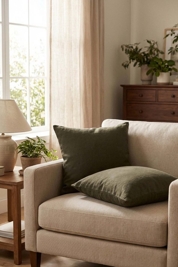 Lona Linen Buttoned Throw Pillow Cover Set of 2 40X40