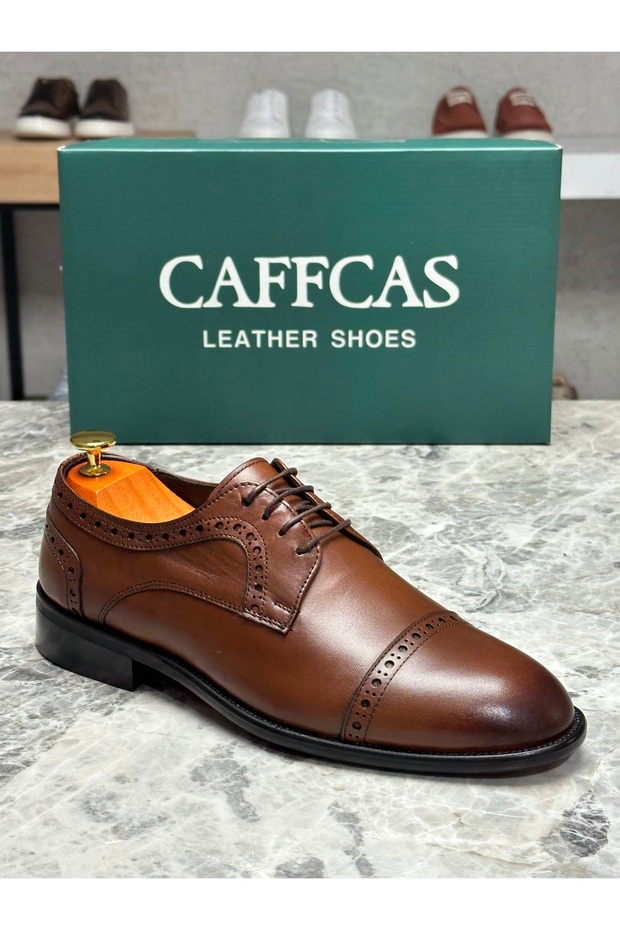 Genuine Leather Tan Color Handmade Classic Men's Shoes 2915-02-m