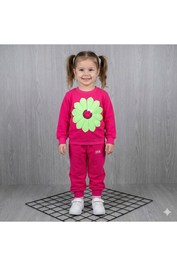 Double Flower Printed Girl's Set