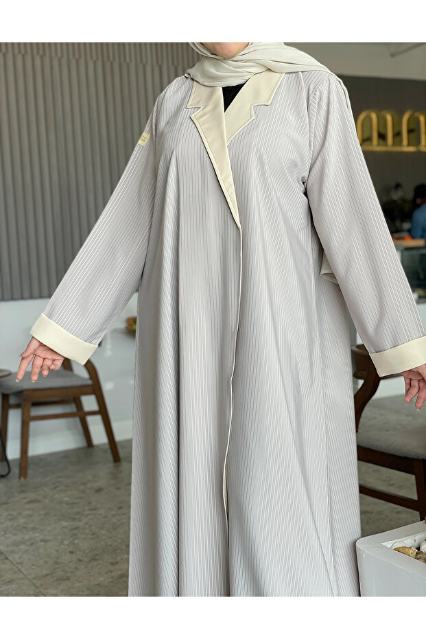 Double-sided satin abaya - beige - 4