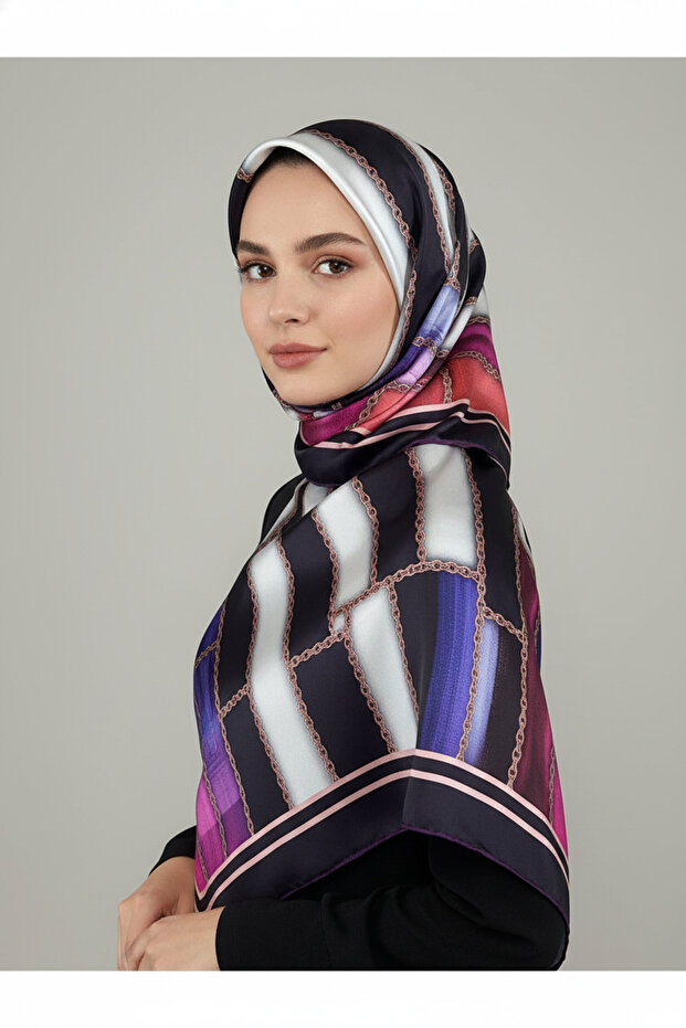 نمط وشاح ناعم منقوش بسلسلة حلقية 1 لون 5 - 1