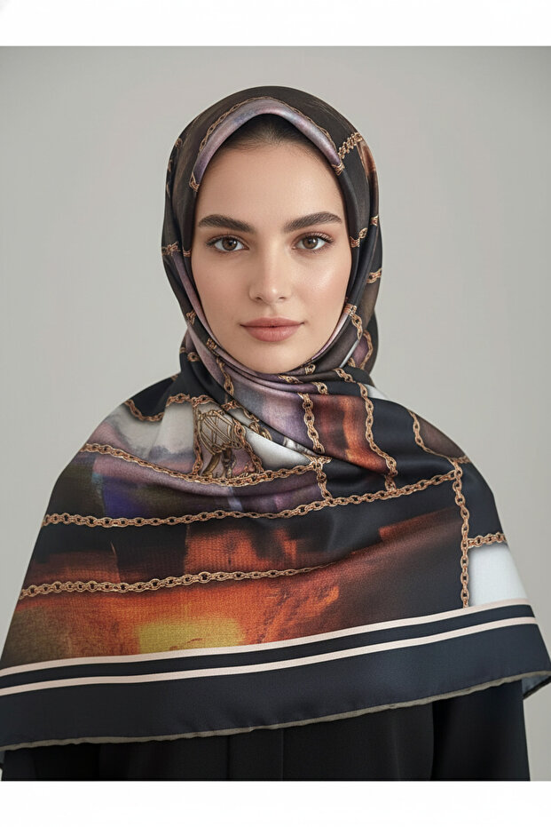 نمط وشاح ناعم منقوش بسلسلة حلقية 1 لون 10 - 4