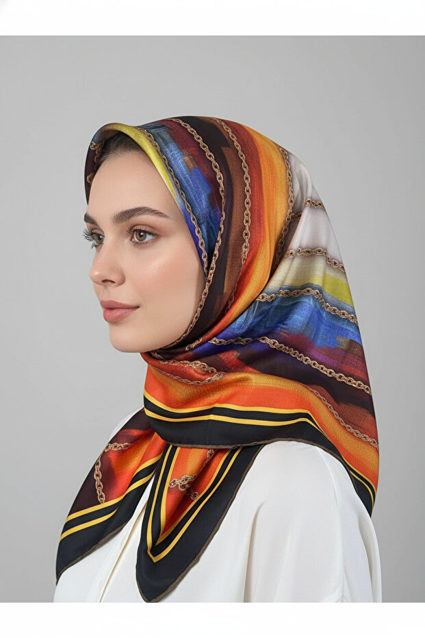 نمط وشاح ناعم منقوش بسلسلة حلقية 1 لون 6 - 3