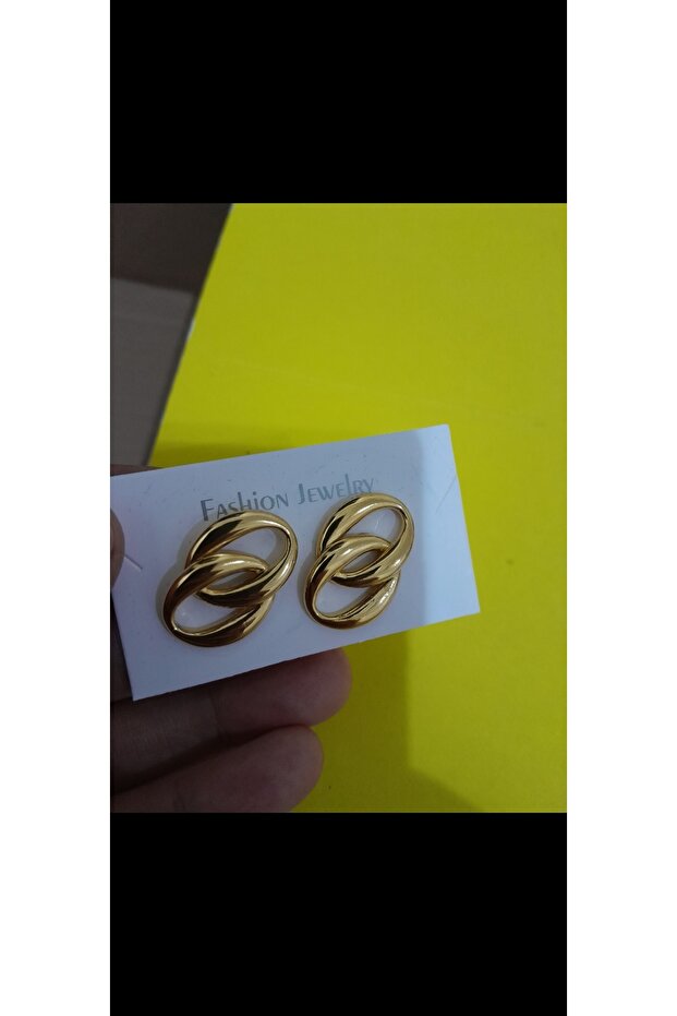 أقراط ذهبية شكل حلقة متشابكة - 5