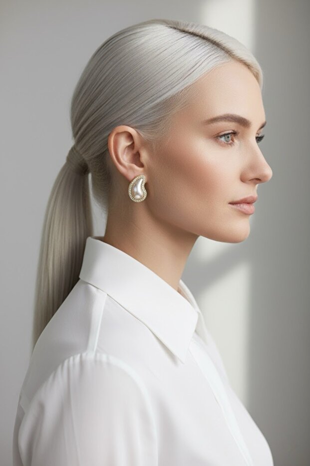 İnci Çelik Küpe - 1