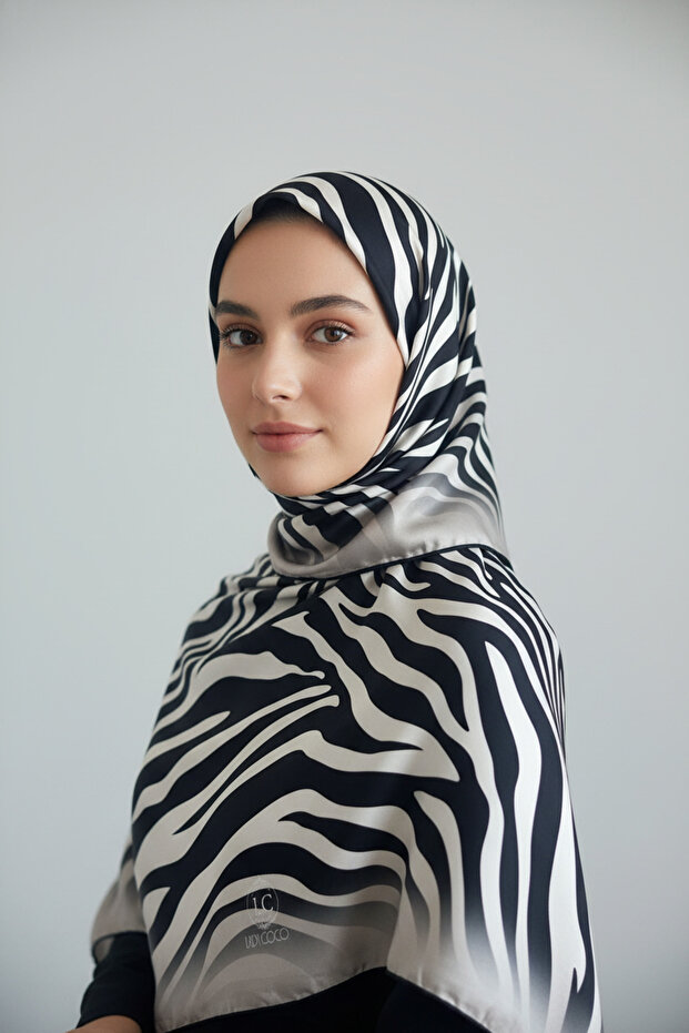 Zebra Patterned Digital Print Rayon Scarf - 7