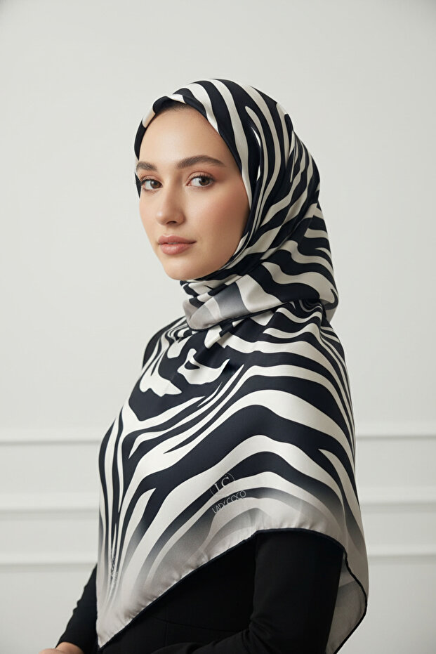 Zebra Patterned Digital Print Rayon Scarf - 1