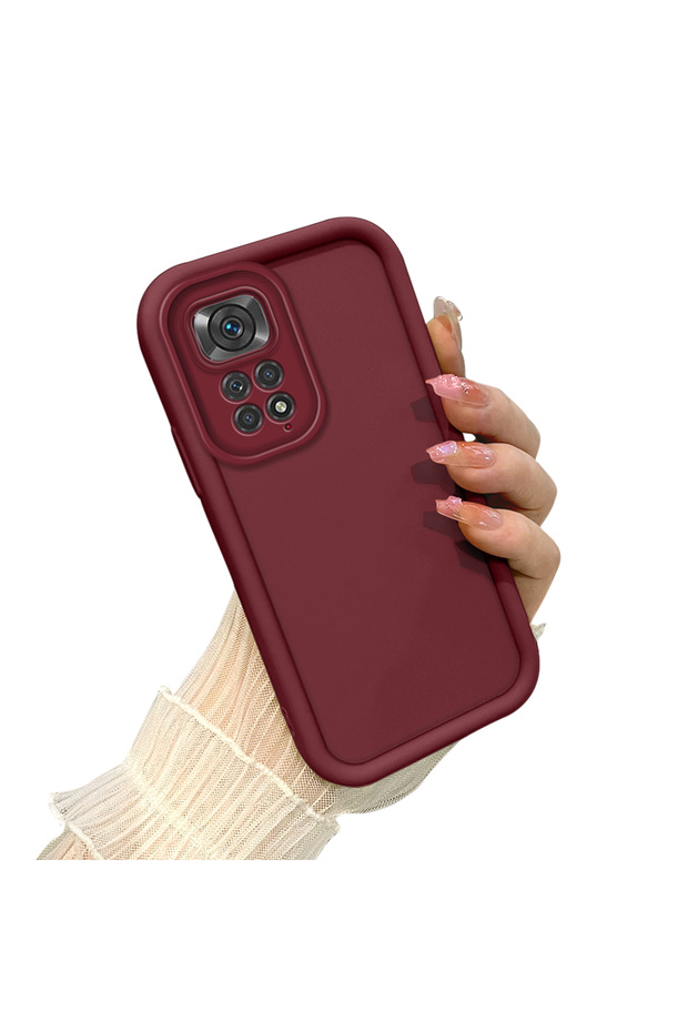 Redmi Note 11 Compatible Silicone Material Shockproof Burgundy Color Case