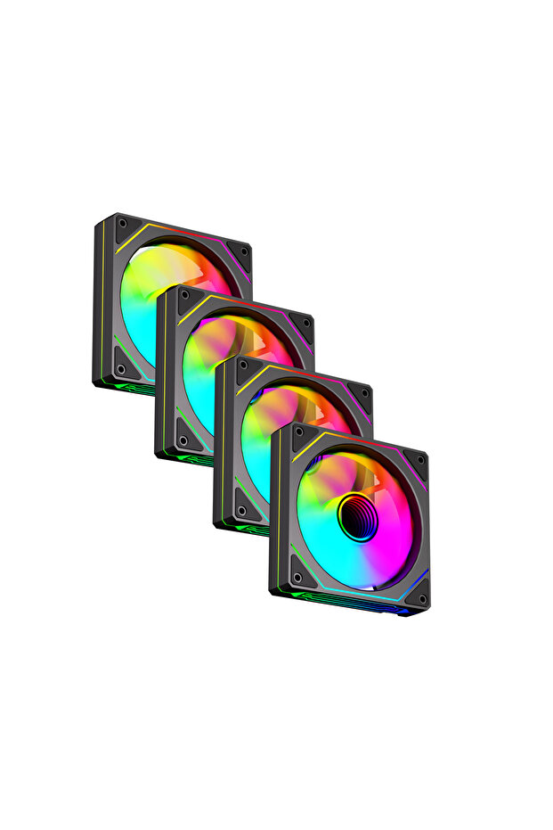 4 Pieces 120X120X25Mm Double Ring Mirrored Argb 12cm Case Fan