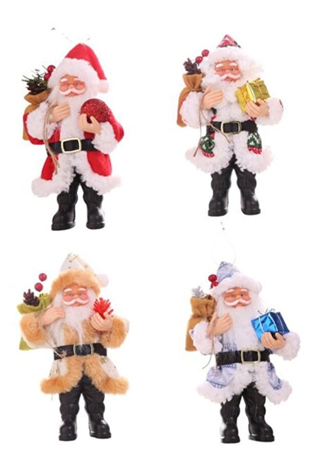 Christmas Ornament Set - Resin Santa Claus Standing Figurine Decorations, Pack of 4