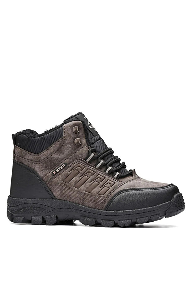Men's Boots with Fleece Inside, Anti-Slip Thermo Sole, Winter Lace-Up Zippered Outdoor Trekking Boots
