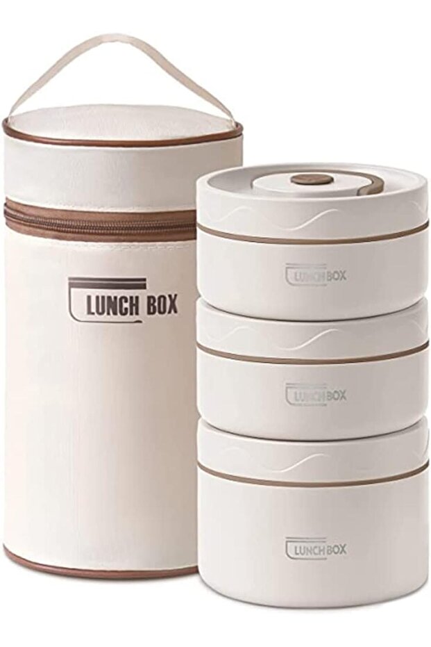 Launch Box - Microwavable Thermal Lunch Box Set (3 Rectangular Stainless Steel Containers, Leak