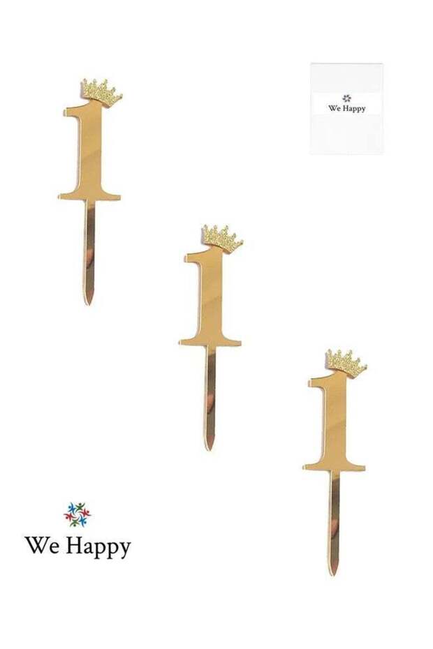 1st Birthday Cake Topper Sparkling Gold Acrylic 1 Number Prop for Photoshoots and Parties