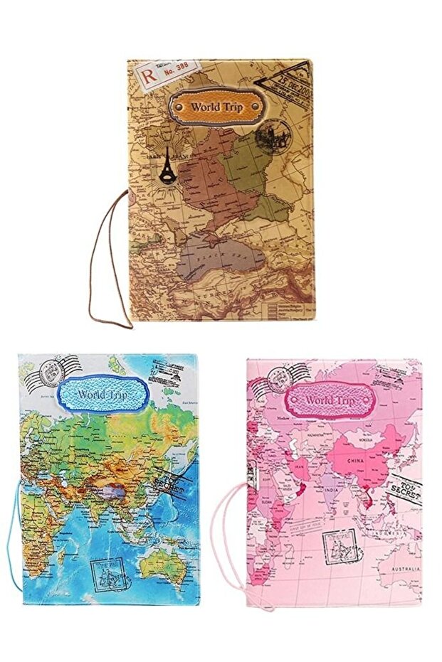 3 Pieces Trio World Map Premium Waterproof Passport Cover & Document Holder