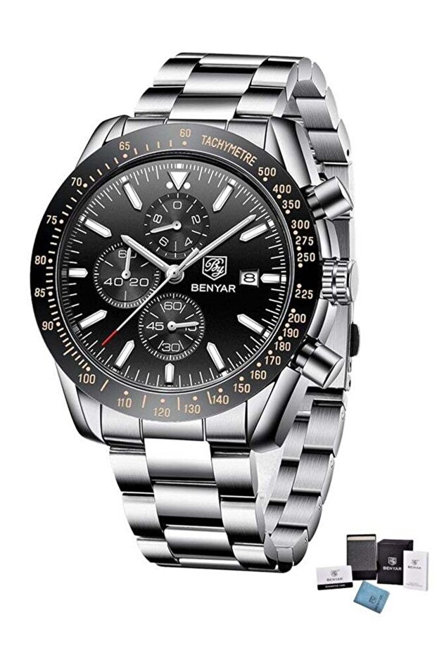 Mens Quartz Analog Wrist Watch BY5140 - Stainless Steel Chronograph