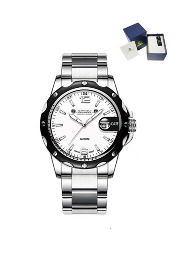 Luxury Quartz Stainless Steel White Dial Stylish Watch for Men Japan Movement
