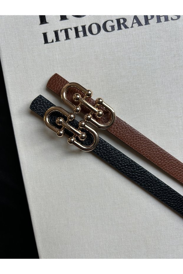 2-Piece Loose Patterned Women's Gold Buckle Belt Jacket Belt Dress Belt Trouser Belt