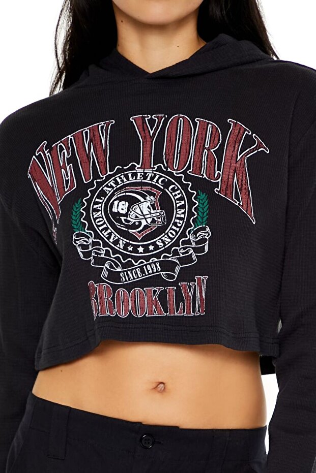 Baskılı Crop Sweatshirt - 5