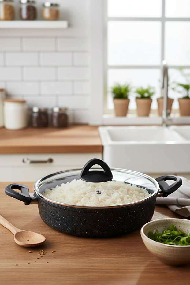 Melcor 9 Parça Granit Tencere Seti Siyah - 6