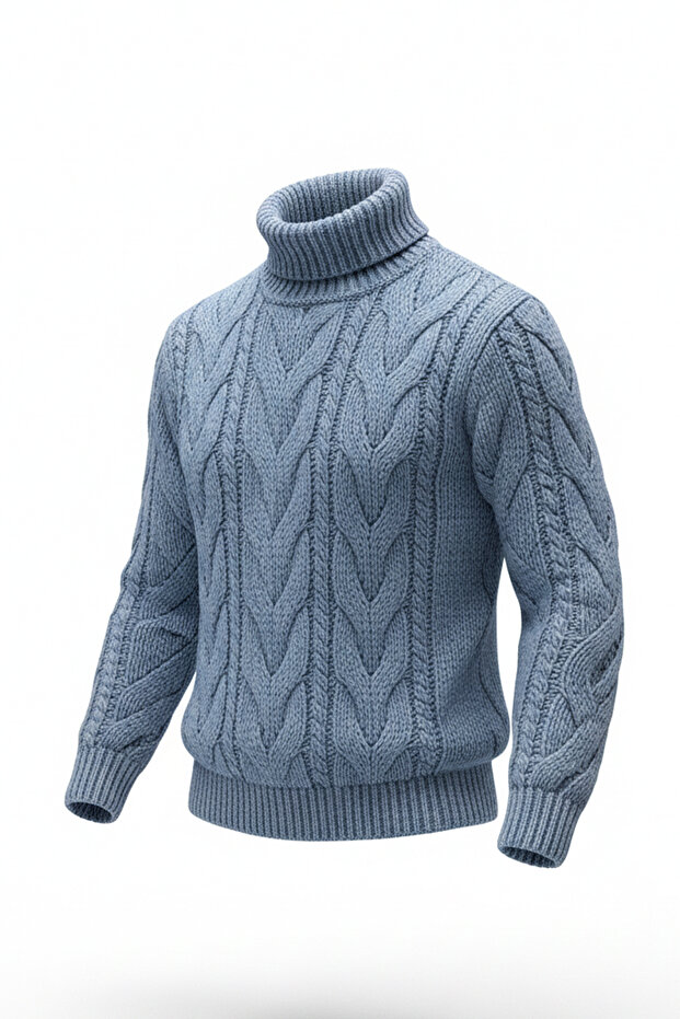 Erkek Balıkçı Yaka Kalın Kazak - 4