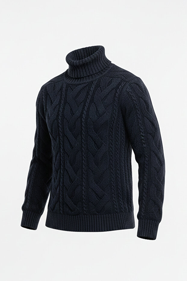 Erkek Balıkçı Yaka Kalın Kazak - 4