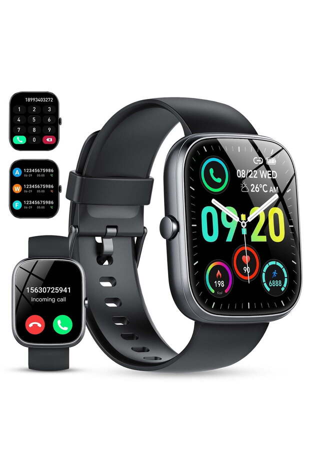 Smart Watch, IP68 Waterproof, 1.91-inch Fitness Tracker with Bluetooth Call (Black)
