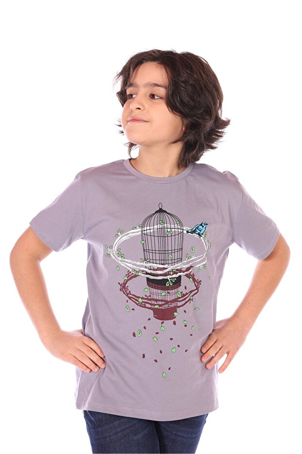 Boy's Printed Crew Neck Short Sleeve T-Shirt