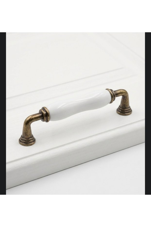 Mia Metal Özen Porcelain White Furniture Handle | Cabinet Drawer Handle Button