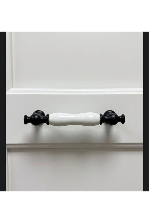 Mia Metal Özen Porcelain Matte Black Furniture Handle |   Cabinet Drawer Handle Button