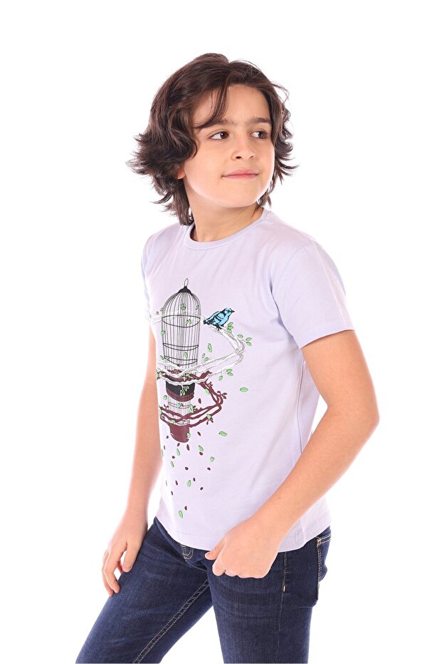 Boy's Printed Crew Neck Short Sleeve T-Shirt