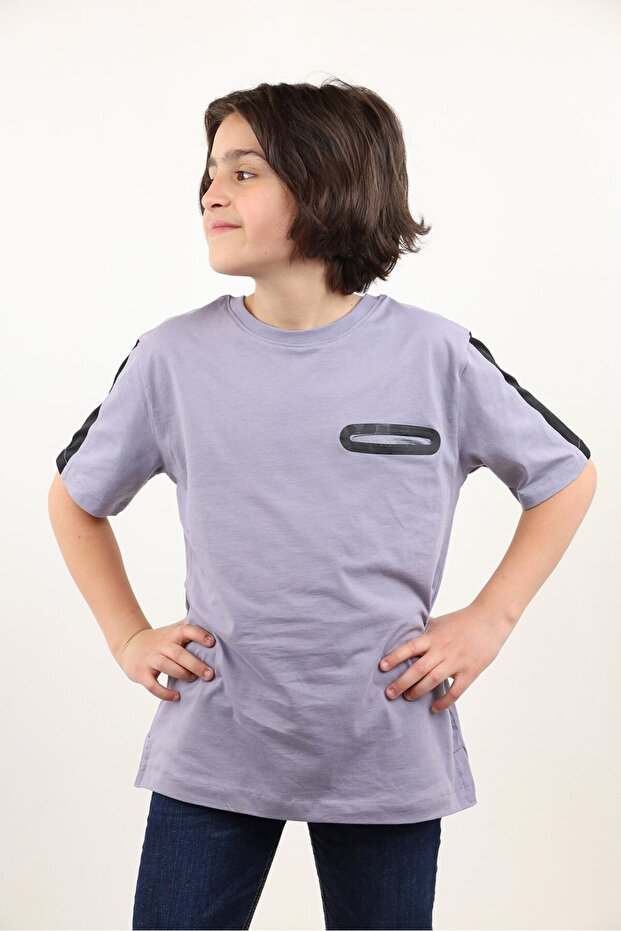 Boy's Paneled Crew Neck Short Sleeve T-Shirt