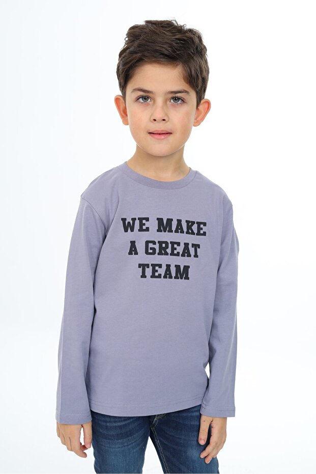 Boy's Printed Crew Neck Long Sleeve T-Shirt