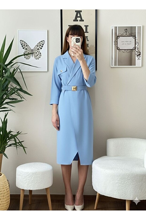 Kruvaze Midi Elbise - 1